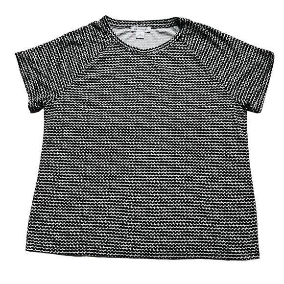Liz Claiborne top short sleeve scoop neck stretch tee shirt black white size XL - Picture 7 of 10